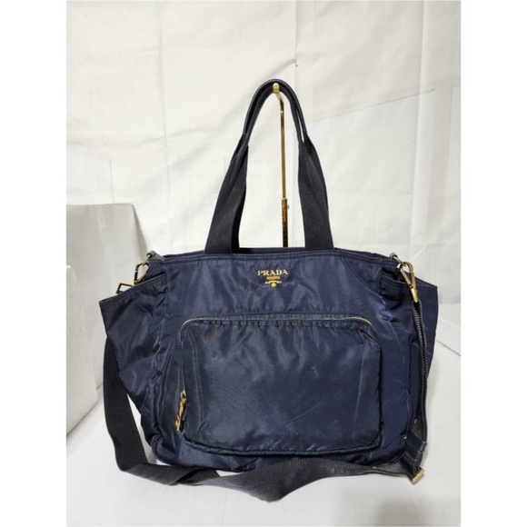 Authentic Prada Tessuto Nylon Diaper Bag Navy Blue/Black - Picture 1 of 13